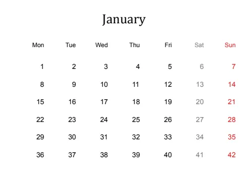 Basic Monthly Calendar